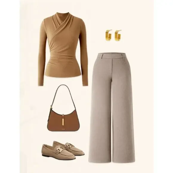 OGL FuzzLuxe Stretchy Mid Rise Straight Leg Pull-on Pants with Pockets SIZE M - Picture 2 of 2